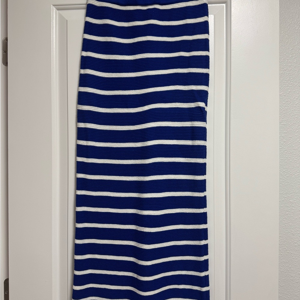 Mango Blue and White Maxi Pencil Skirt for Casual Wear
